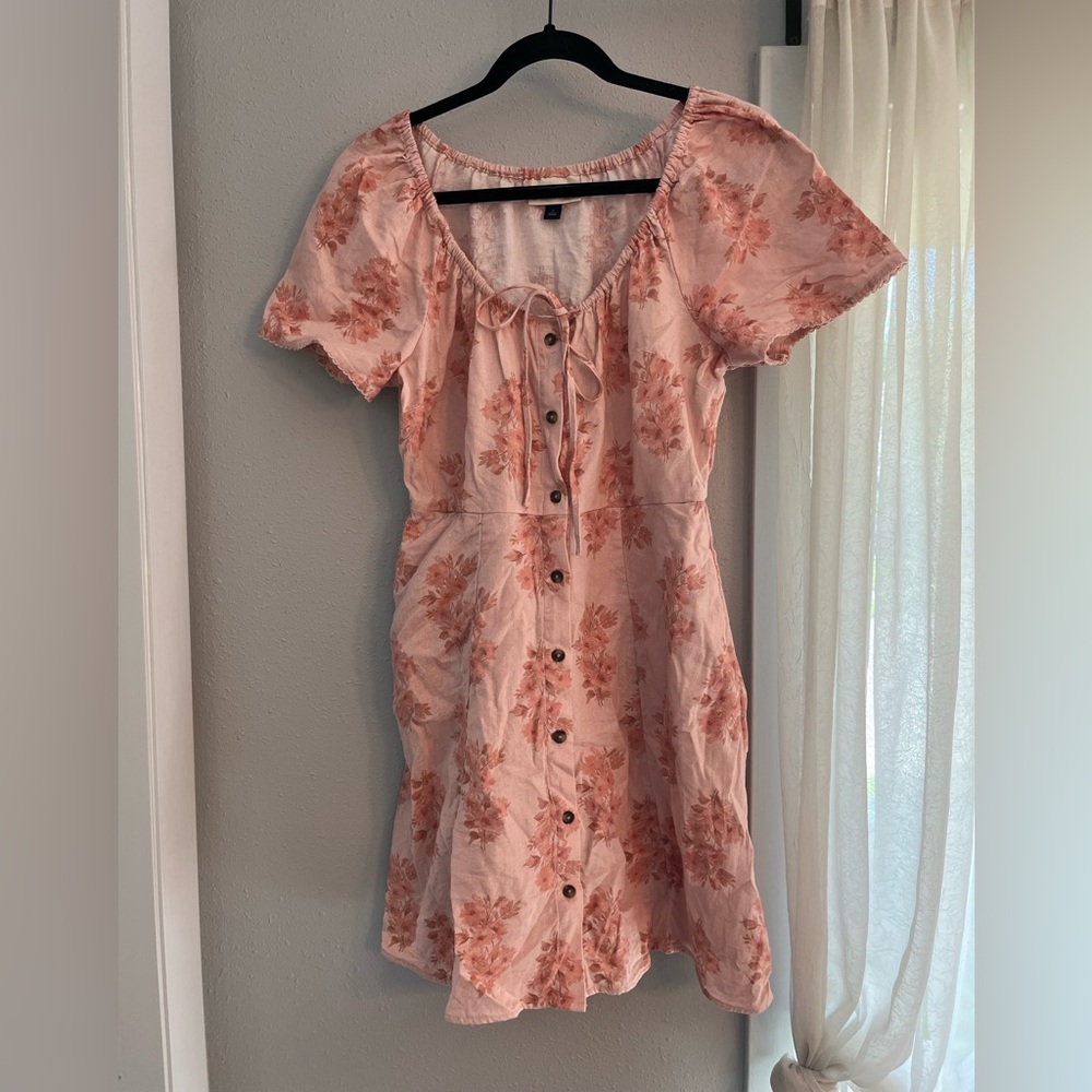 Universal Thread Linen Blend Pink Floral Dress